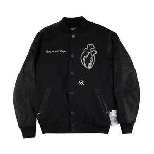 NEW Burton Heritage Field Varsity Jacket!  Black Wool With Black Leather Arms